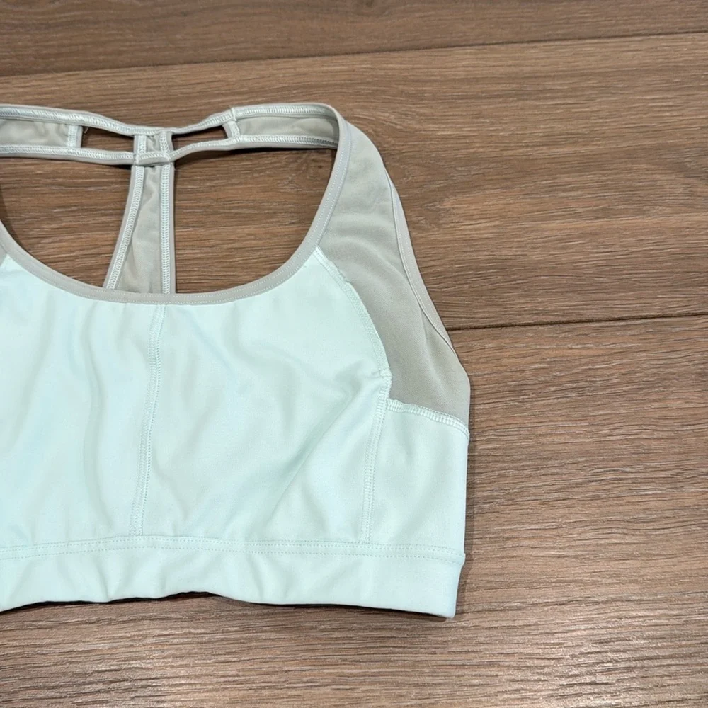 ATHLETA Light Blue Push The Limit Pullover Racerback Mesh Active Sports Bra Sz S